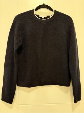 Vince Black Crewneck Sweater with Contrast Neck